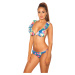 Sexy Bikini with ruffles flower print royalblue