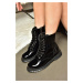 Fox Shoes R288370008 Black Patent Leather Women's Ankle Boots