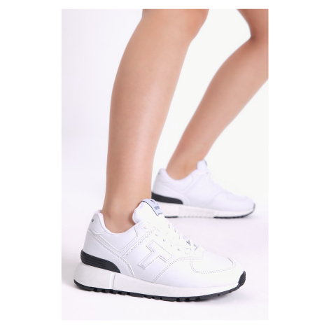 Tonny Black Unisex White Non-Slip Eva Sole Lace-up Sneaker