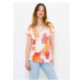 Red-and-white floral linen blouse CAMAIEU - Ladies