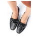 Mio Gusto Viola Black Color Flat Toe Women's Short Heeled Shoes