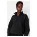 Trendyol Anthracite Thessaloniki/Knit Look Zippered Collar Regular/Regular Fit Knitted Sweatshir