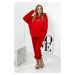 Insulated cotton set, sweatshirt with embroidery + red trousers