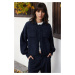 Trendyol Navy Blue Soft Texture Coat-Look Knitwear Cardigan