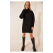 Happiness İstanbul Women's Black Turtleneck Mini Knitwear Dress