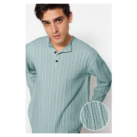 Trendyol Mint Relaxed Fit Linen Shirt