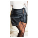 Sexy faux leather mini skirt with chain detail black