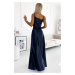 Tmavomodré lesklé maxi šaty JULIET 512-2 dark blue