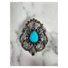 Brooch XZ459-109 silver + blue