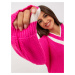 Fluo pink longer oversize sweater with neckline in V RUE PARIS