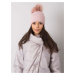 Light pink winter cap with pompons