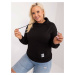 Black cotton sweatshirt plus size kangaroo