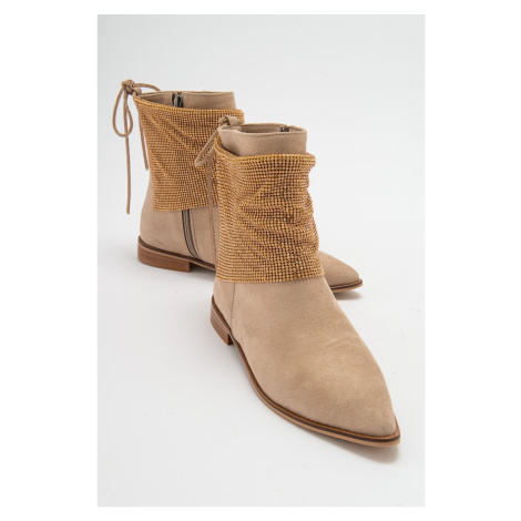 LuviShoes AVANOS Women's Beige Suede Stone Boots