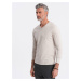 Ombre Men's unprinted longsleeve with v-neck - light beige