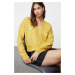 Trendyol Yellow Soft Textured Embroidery Detailed V-Neck Knitwear Cardigan