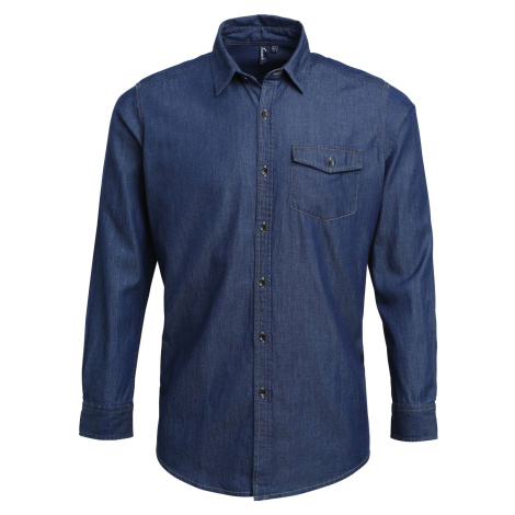 Premier Workwear Pánska džínsová košeľa PR222 Indigo Denim