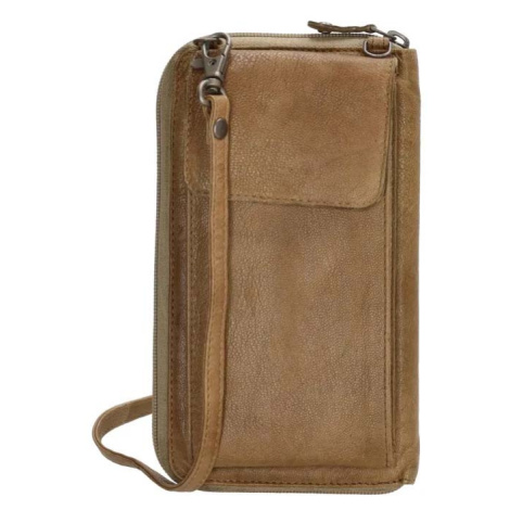 Beagles Béžová kožená kabelka na mobil + peňaženka 2v1 „Dayana“