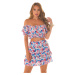 Sexy Koucla 2Piece Set Skirt + Top with Flower Print royalblue