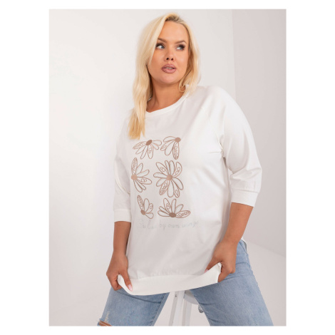 Ecru plus size blouse with patches