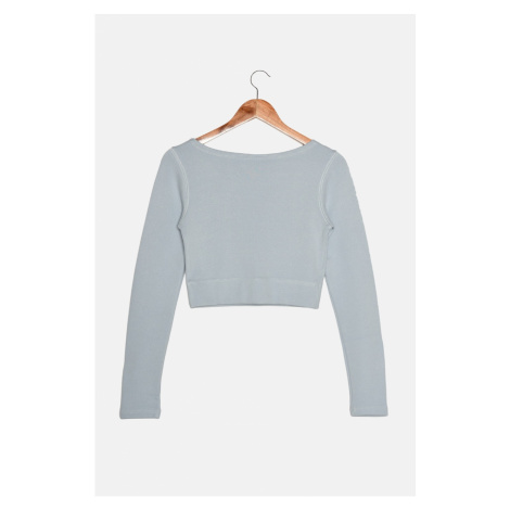 Trendyol Light Blue Bedspread Stitched Crop Knitted Blouse