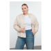 Trendyol Curve Beige Loose Fit Patterned Quilted Bomber Coat