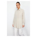 Trendyol Stone Pearl Detailed Cotton Woven Shirt