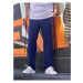 63521 Dewberry Elastic Waist Mens Baggy Pants-NAVY BLUE