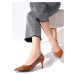 Mio Gusto Wendy Women's Tan Suede And Patent Leather Heeled Shoes