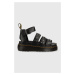 Kožené sandále Dr. Martens Clarissa II Quad dámske, čierna farba, na platforme, DM27572001