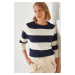 Bianco Lucci Women's Striped Sweater Raglan