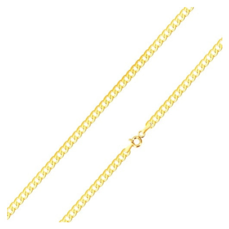 Lesklá retiazka v žltom 14K zlate - ploché, sériovo napájané očká, 500 mm