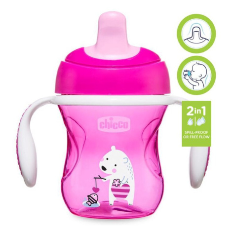 CHICCO Hrnček Training s držadlami 200 ml ružový 6m+