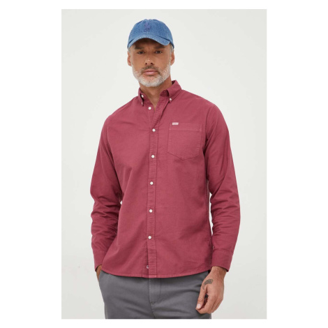Bavlnená košeľa Pepe Jeans Fabio pánska, ružová farba, regular, s golierom button-down
