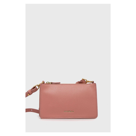 Kožená kabelka Coccinelle ružová farba