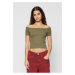 Women's T-Shirt Off Shoulder Rib Tee 2-Pack White+Olive