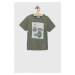 Detské bavlnené tričko Birba&Trybeyond zelená farba, s nášivkou