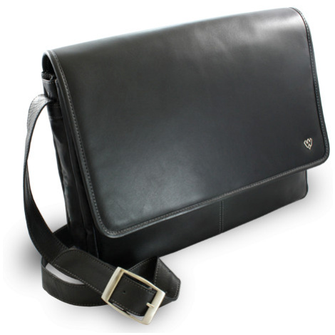 Černá kožená taška na notebook 212-6118-60 Arwel