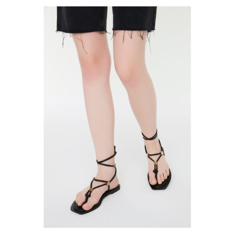 Trendyol Women's Black Ankle-tied Sandals