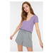 Trendyol Gray Cropped Leg Detailed Knitted Shorts