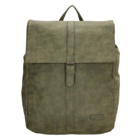Beagles Zelený objemný kožený batoh „Saint Tropez“ 12L