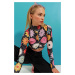 Trend Alaçatı Stili Women's Mix Turtleneck Floral Patterned Crop Top with Gathering Front and Ti