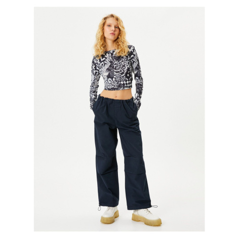 Koton Oversize Parachute Trousers with Floor Detail Pockets Cotton