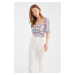 Trendyol Multicolored Crop Woven Ruffle Floral Print Blouse