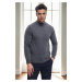 64721 Dewberry Half Turtleneck Woolen Mens Knit Sweater-GREY