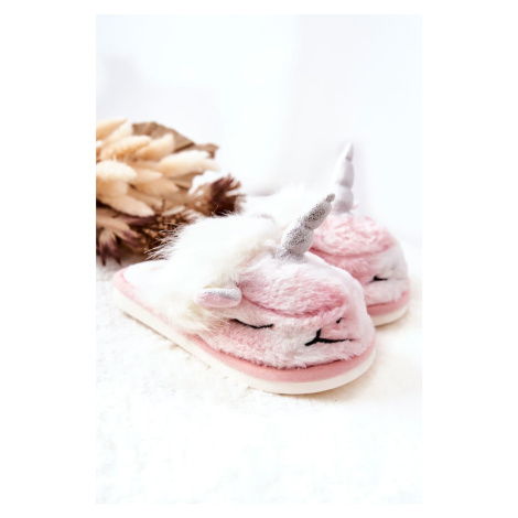 Unicorn Warm-up Slippers White and Pink Ronee
