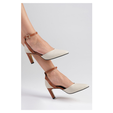 Mio Gusto Luna Women's Beige Ankle Band Heels Shoes