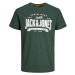 JACK & JONES Tričko  zelená melírovaná / biela