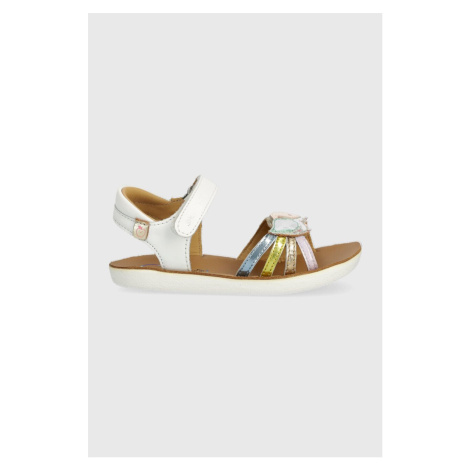 Detské kožené sandále Shoo Pom biela farba