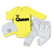 3dielny kojenecký set - Queen, žltý