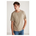 GRIMELANGE Harry Male Collar Special Structured Textured Thick Fabric 100% Cotton T-Shirt